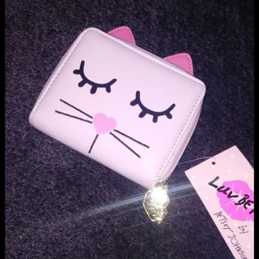 Pink kitty cat Betsey Johnson wallet - Picture 1 of 3